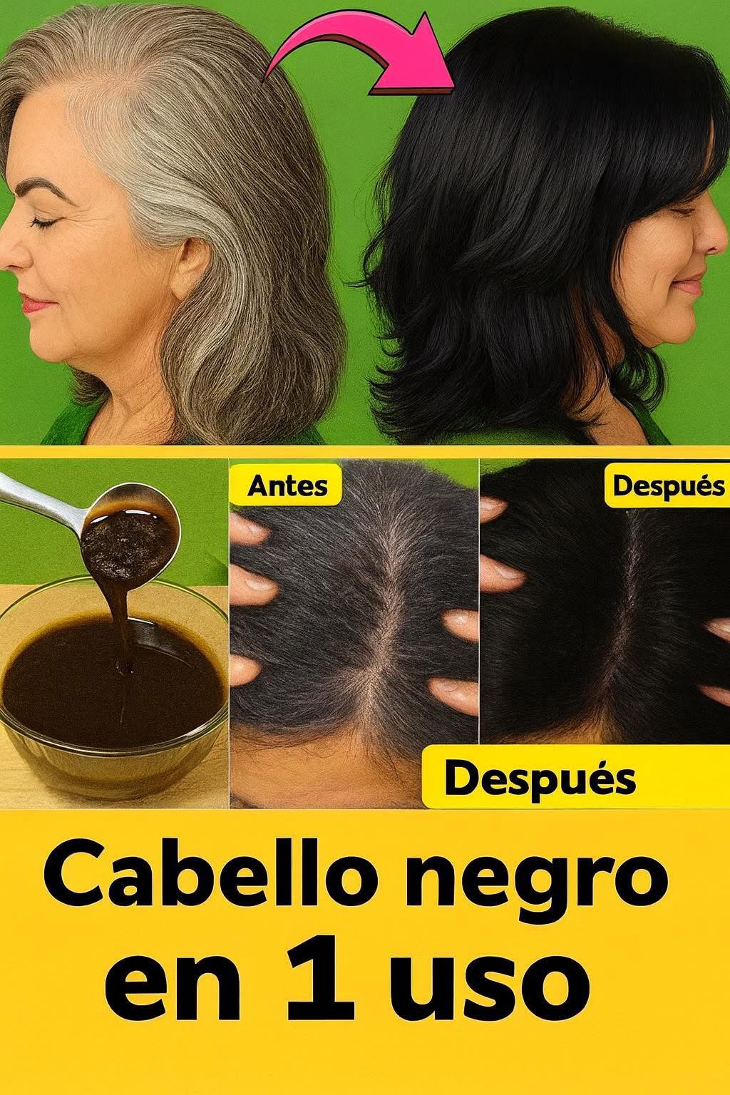 🌿 De canas a cabello negro de forma natural en solo 5 minutos… ¡y además crece!