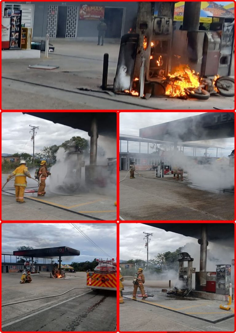 🚨 Momentos de terror en estación de gasolina: delincuentes habrían incendiado una moto durante asalto