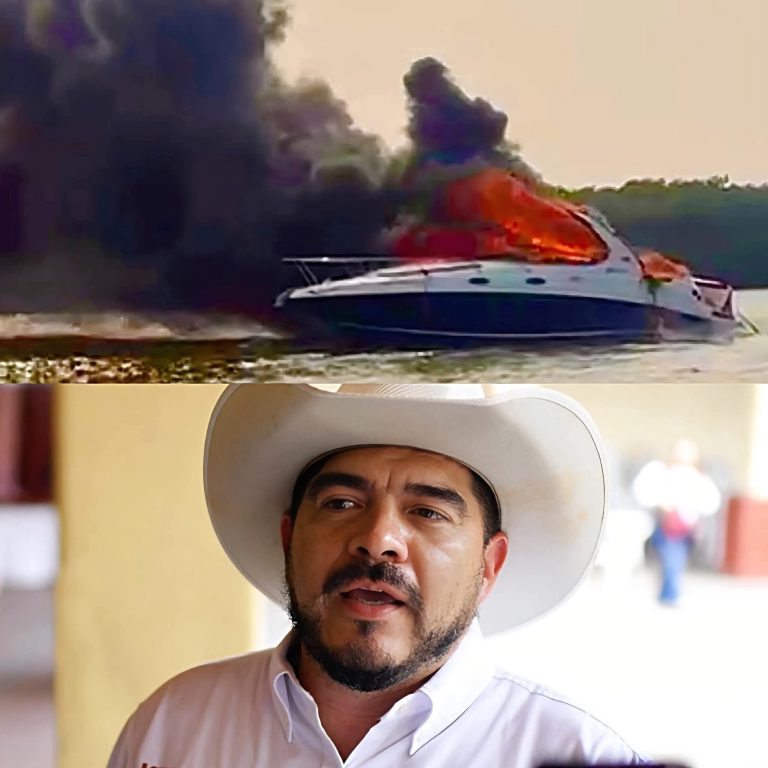 🔥🚤 Se incendia yate de diputado de Morena en Veracruz y logra escapar lanzándose al agua