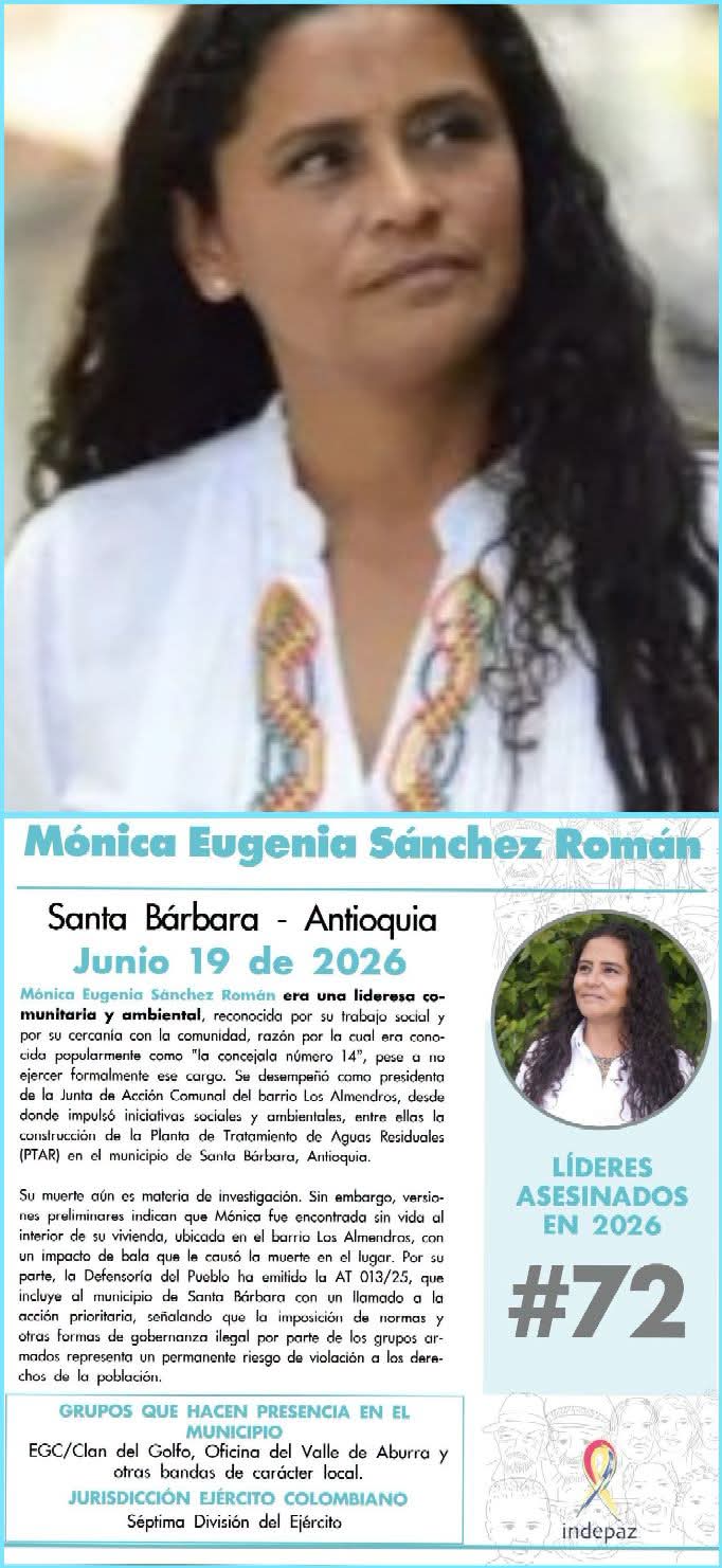 Asesinan a reconocida lideresa social y ambiental en Antioquia; autoridades ofrecen recompensa