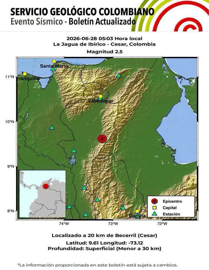 Dos sismos se registraron en Colombia durante la madrugada de este domingo